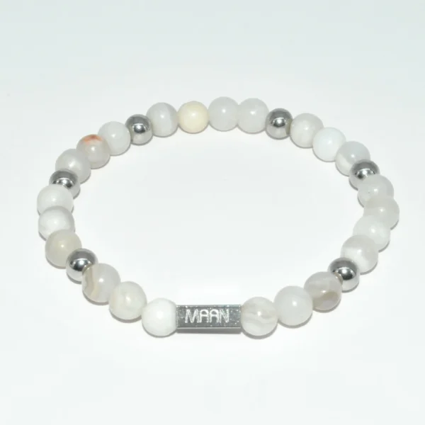 Armband vrouw witte agaat 6 mm 02