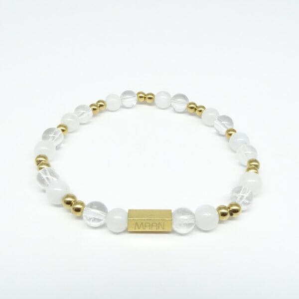 Bergkristal en maansteen armband edelsteen vrouw