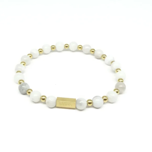 Witte agaat armband vrouw goud
