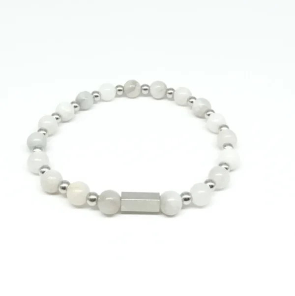 Witte agaat armband vrouw zilver