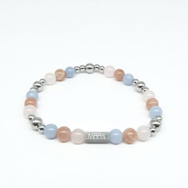Rozenkwarts, Angeliet en Zonnesteen edelsteen armband vrouw