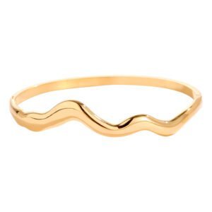 1. Elegant gouden damesarmband met golvend design voor speciale gelegenheden.