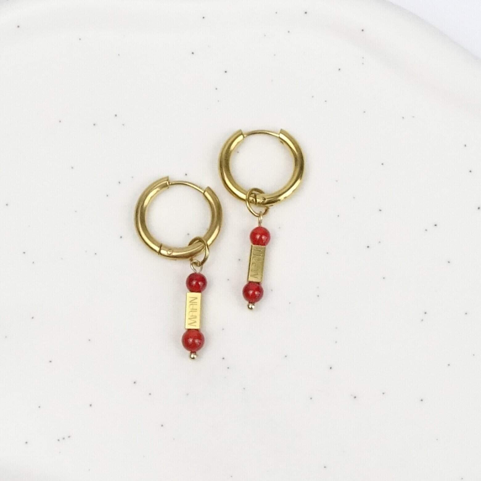 Carneool oorbellen maanjewels