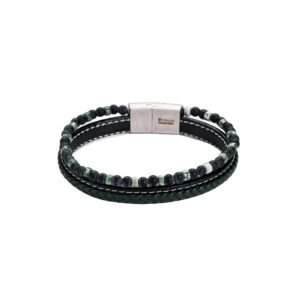 Mannen armband groen leer gecombineerd