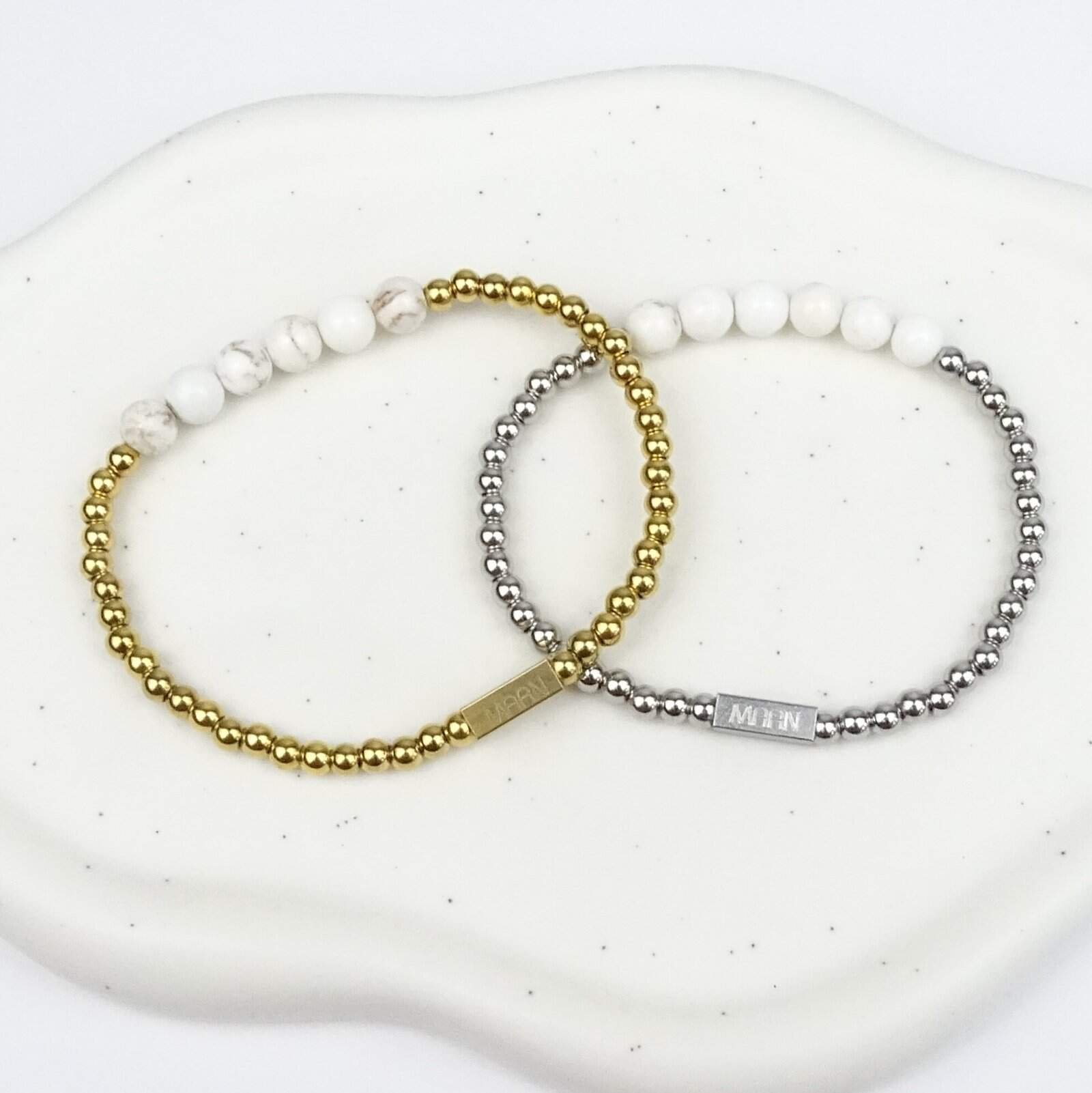 Magnesiet armband met Stainless steel kralen