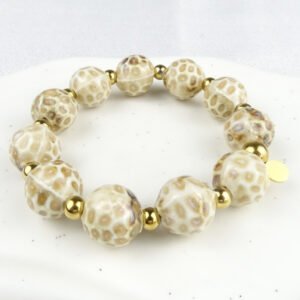 Chunky beige panter armband, handgemaakt, dagelijksgebruik