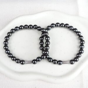 Hematiet heren armband duo foto