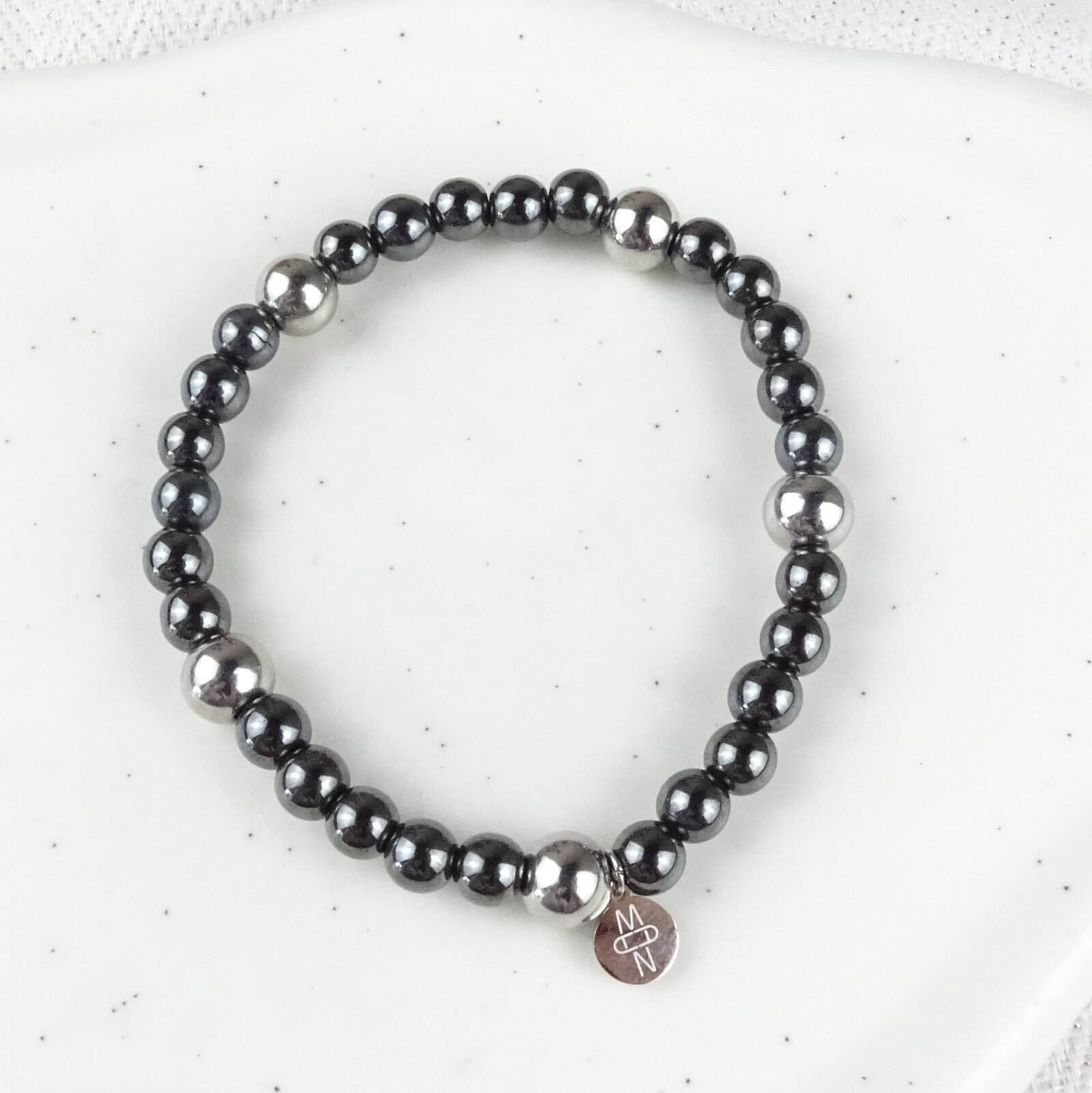 Hematiet edelsteen armband zilver